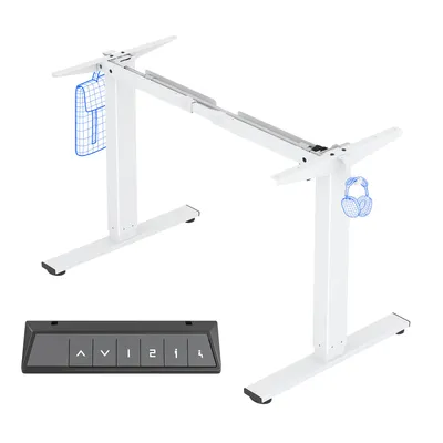 Produktbild von FlexiSpot E1 Lite Höhenverstellbarer Schreibtisch Gestell mit 2 Haken und Höhenmemory-Funktion&LED-Höhenanzeige, Elektrisch Tischbeine (Weiß）