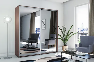 Obrázek produktu pro FurMeb24 Skříň s posuvnými dveřmi A1 100×215×62 cm - čokoládová - se zrcadlem