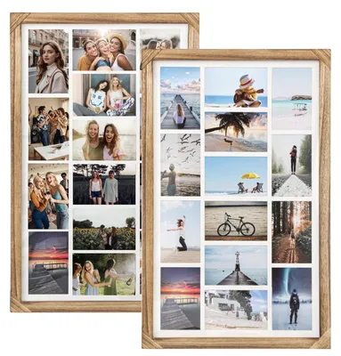 Produktbild von Massivholz-Fotolisten Set von 2 - Collage für 14 Fotos