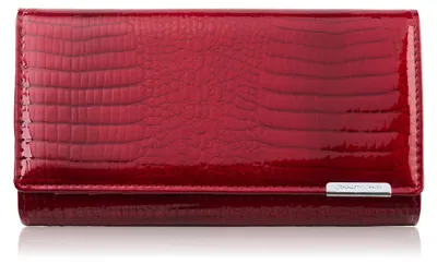 Produktbild von Damenlederbrieftasche groß rot lackiert Kroko SP-19-CRD