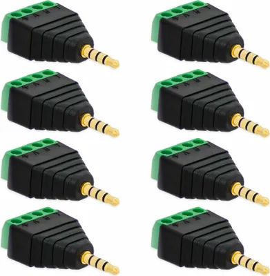 Produktbild von 8X Klinke Adapter Stecker 3,5mm >Terminal Block 4-Pin Schraub Klemmen Kabel Adapter