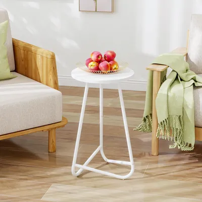 Runder Metall-Beistelltisch, weiß, 30x30x50 cm, für Wohnzimmer