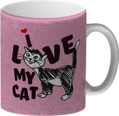 Produktbild von I live my cat Glitzer-Kaffeebecher Du bist noch auf der Suche nach einem