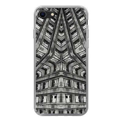 Produktbild von MuchoWow® Handyhülle Schutzhülle Hülle für iPhone 7 Kunst - Schwarz - Weiß - Psychedelisch Silikon Softcase Handy Hülle - Kartenhalter