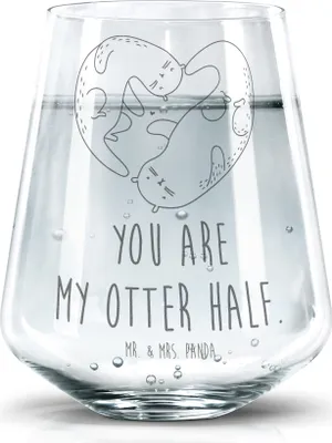 Produktbild von Mr. & Mrs. Panda Tumbler Glas Otter Herz - Transparent - Geschenk, Liebe, Becherglas, Trinkgefäß, Trinkglas, Paar