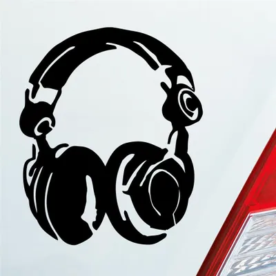 Produktbild von Auto Aufkleber DJ Kopfhörer Head Phones Music 10x12 cm Schwarz Matt Sticker Heckscheibenaufkleber