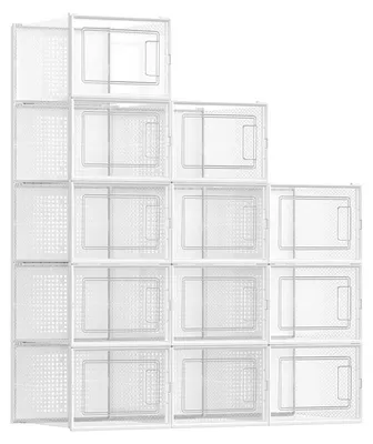 Obrázok produktu pre Sada 12 kusov obuvníc – priehľadné – vhodné pre topánky do veľkosti 46 – 35 x 25 x 18,5 cm