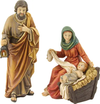 Produktbild von Krippenfiguren Heilige Familie 3-teilig 14,7 cm Polyresin Deko für 13 cm