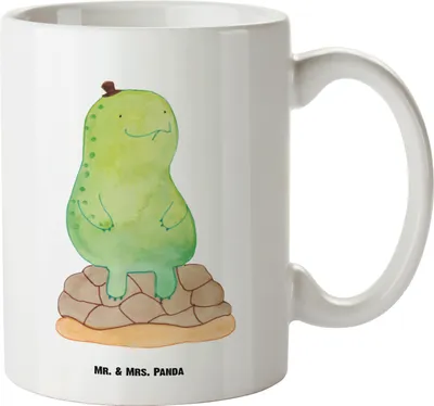 Produktbild von Mr. & Mrs. Panda Pott Schildkröte Pause - Weiß - Geschenk, jumbotasse, großer becher, Haferl, sitzen, steingut tasse, Achtsamkeit, Große, Entschleunigen, Panzer