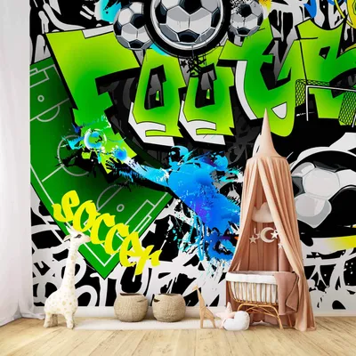 Produktbild von Vlies Fototapete - Football Graffiti 450x315 cm Streetart i-A-0111-a-b