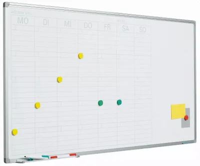 Image de Tableau blanc Deluxe Cecilia - Acier émaillé - Planning hebdomadaire - Planning mensuel - Planning annuel - Magnétique - Blanc - Allemand - 60x120cm
