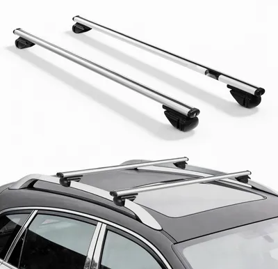 Zdjęcie produktu dla Bagażnik dachowy do samochodów osobowych i SUV-ów – uniwersalne belki dachowe – maks. nośność 75 kg – długość 135 cm – 2 sztuki – aluminium – do przewozu rowerów, podróży, kempingu