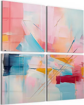 Produktbild von DEQORI Glasbild Echtglas 4x50x50 cm 'Choreografie der Farben' Wandbilder XXL groß