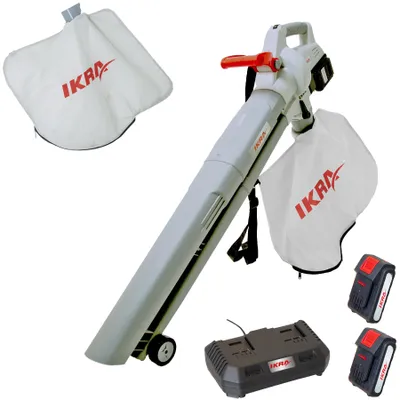 Produktbild von IKRA 3in1 Laubbläser/-sauger/-häcksler ICBV 2/20 - 2 Akkus, Doppellader & 2. Fangsack