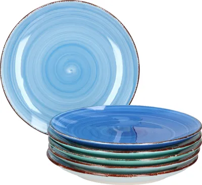 Produktbild von 6er Blue Frühstücks/Dessert/Gebäckteller Mediterran Ø18,5cm Teller 6 Blautöne Meer/Ozean