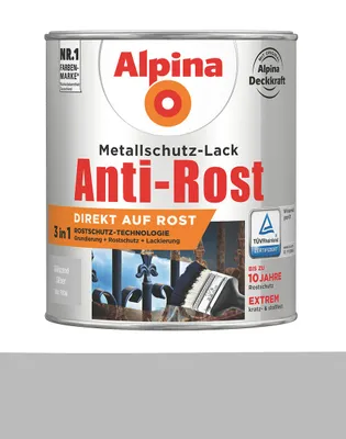 Produktbild von Alpina Metallschutzlack Anti-Rost Silber 750 ml glänzend