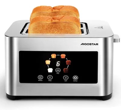 Toaster 2 Scheiben Edelstahl LED-Touchscreen 850 W 6 Stufen