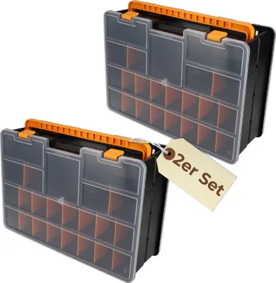 Produktbild von 2er Set Sortimentskasten Doppelseitig mit verstellbaren Trennern Sortierkasten für Kleinteile Organizer Sortierbox Kleinteilemagazin Sortimentsboxen