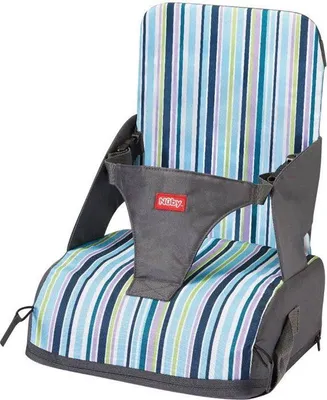Image de Siège Réhausseur Bébé, Harnais 3 Points, Dès 6 Mois, Bleu Rayé, Portable
