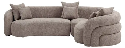 Produktbild von Ecksofa links aus Bouclé-Stoff in Taupe LAPIOTA von Maison Céphy