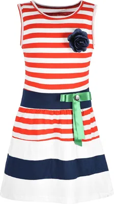 Produktbild von KMISSO Mädchen Sommer Kleid gestreift mit Schleife Rot 104