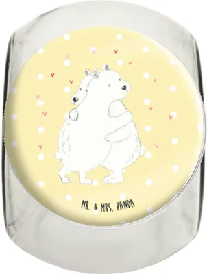 Produktbild von Mr. & Mrs. Panda Süßigkeiten Glas Eisbär Umarmen XL 2000ml - Gelb Pastell - Geschenk, Tiermotive, Teedose, Kaffeedose, Vorratsglas, Vorratsbehälter, keksglas, Bonboniere