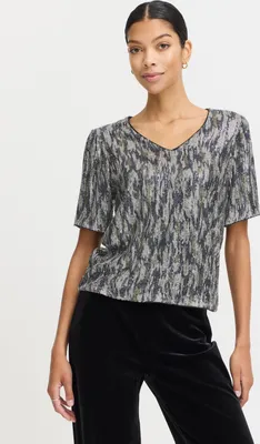 Produktbild von b.young BYSolia Damen Shirt Top Blusenshirt mit V-Ausschnitt Pailletten Regular fit