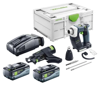 Zdjęcie produktu dla Festool DURADRIVE DWC 18-4500 Basic akumulatorowa wkrętarka budowlana 18 V 14 Nm bezszczotkowa + 2x akumulator 8,0 Ah + szybka ładowarka + systainer
