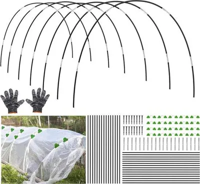 Obrázek produktu pro 30 kusů tunelů pro vyvýšené záhony Fóliové tunelové oblouky Podpěra zahradního tunelu Obloukové kroužky pro ochranu rostlinných tunelů před hmyzem a ptáky