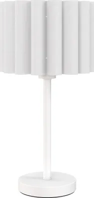 Produktbild von Tischlampe im Retro-Stil, Nachttischlampe, Kunststoff-Schirm, Knopfschalter, Weiß