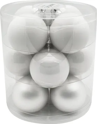 Produktbild von Weihnachtskugeln Glas 8cm, 12 Stück, Farbe:Just White-Mix ( weiß )