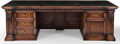 Produktbild von Casa Padrino Luxus Landhausstil Schreibtisch Braun / Schwarz / Grün 243,5 x 99 x H. 79 cm - Massivholz Bürotisch - Landhausstil Büro Möbel - Massivholz Büro Möbel - Luxus Büro Möbel