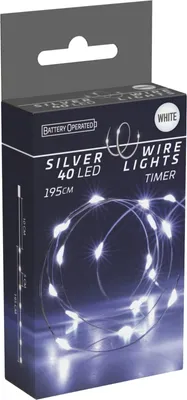 Obrázok produktu pre Svetlo vianočné 40 LED studené biele, s časovačom, baterky, vnútorné