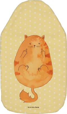 Produktbild von Mr. & Mrs. Panda Wärmflasche Katze Frühaufsteher - Gelb Pastell - Geschenk, Wärmekissen, Wärmflaschen, Tiger, gummi, Plüsch, Mittelfinger, Katzen, mit Bezug, Kaffee