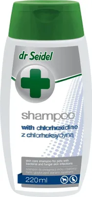Produktbild von DR SEIDEL Shampoo mit Chlorhexidin gegen Entzündungen FÜR HUNDE UND KATZEN 220 ml