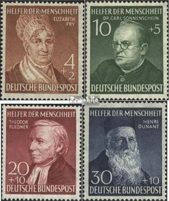 Produktbild von Briefmarken BRD (BR.Deutschland) 1952 Mi 156-159 (kompl.Ausg.) mit Falz Helfer der Menschheit (III)