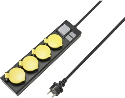 Produktbild von Sygonix RF-4737806 Steckdosenleiste mit Schalter Schwarz, Gelb Schutzkontakt 1 St.