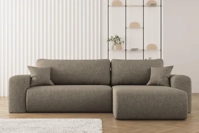 Produktbild von Ecksofa mit Schlaffunktion und Stauraum für Bettzeug, L-förmiges Sofa,Capri Stoff Verita Rechts Dunkelbeige