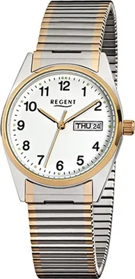 Produktbild von Regent Stahl Herren Uhr F-880 Quarzuhr Armband silber gold D2URF880