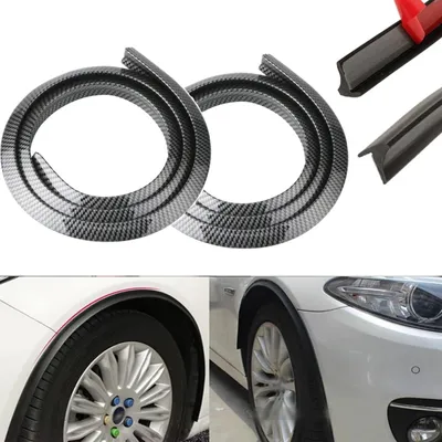 Produktbild von Kotflügelverbreiterung - Universal - 2 Stück - 1,5 m - Beschichtung mit Kohlefaser - Gummistreifen - Reifenschutz für Auto - Kotflügel Schutz