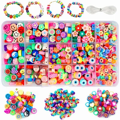 990 Polymer Clay Perlen, bunt, DIY-Bastelset für Armbänder