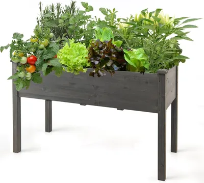 Image de Jardinière surélevée, grand bac à fleurs en bois, 125 x 59 x 76 cm