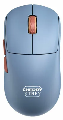 Obrázok produktu pre CHERRY XTRFY CX-M68W-BLUE, Pravoruké, RF Wireless, 26000 DPI, Čierna, Modrá, Hnedá