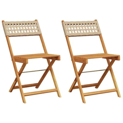 Produktbild von vidaXL Bistrostühle 2 Stk. Beige Massivholz Akazie und Poly-Rattan