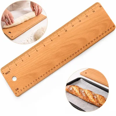 Produktbild von Baguette-Schieber, Holz Brotschieber zum Übertragen von Teig, 38 x 12 x 0,5 cm, mit cm und Inch Messskala