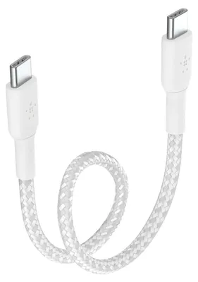 Produktbild von Belkin geflochtenes USB-C / USB-C-Kabel 0,15m, weiss