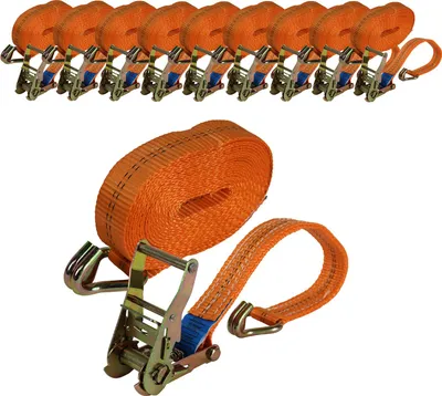 Produktbild von 10x Profi Ratschen Spanngurt Spanngurte Zurrgurt 2-tlg 6m 2t 2to 2000kg ORANGE