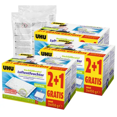 Produktbild von UHU original Luftentfeuchter Nachfüllbeutel 450g Duftneutral (11er Pack)