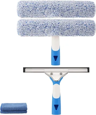 Productafbeelding van Raamreinigingskit 25 cm, rakel, microvezel schrobber, doek, voor huishoudelijke reiniging