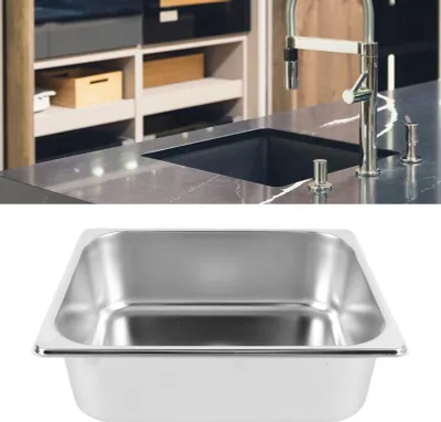 Productafbeelding van RVS spoelbak voor bar, 31,8 x 26,9 x 9,9 cm, vierkantig keukenspoelbakje voor handwas, met een afvoeraansluiting van 40 mm, geschikt voor boten, campings, voertuigen, campers en vrachtwagens